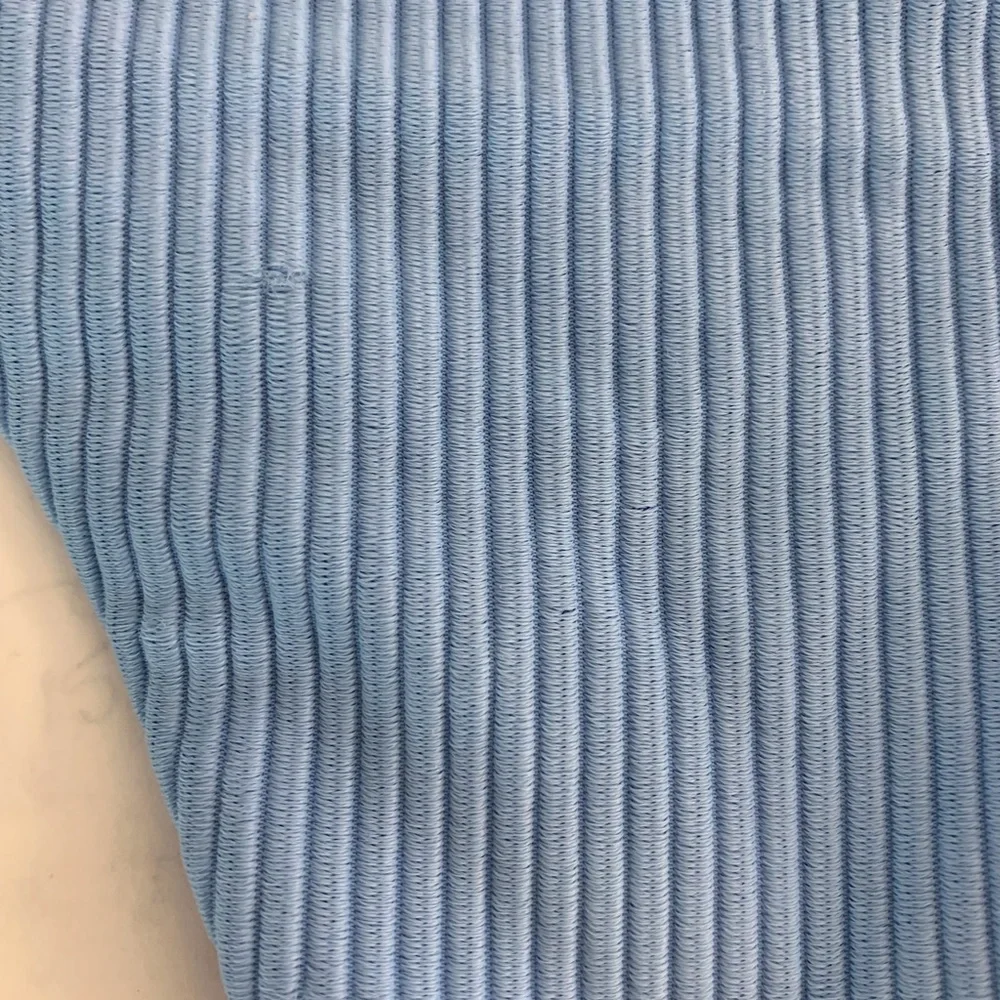 Frankie’s Bikinis Blue Sky Ribbed Side Tie Bottoms Sz L